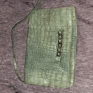 Green leather handbag